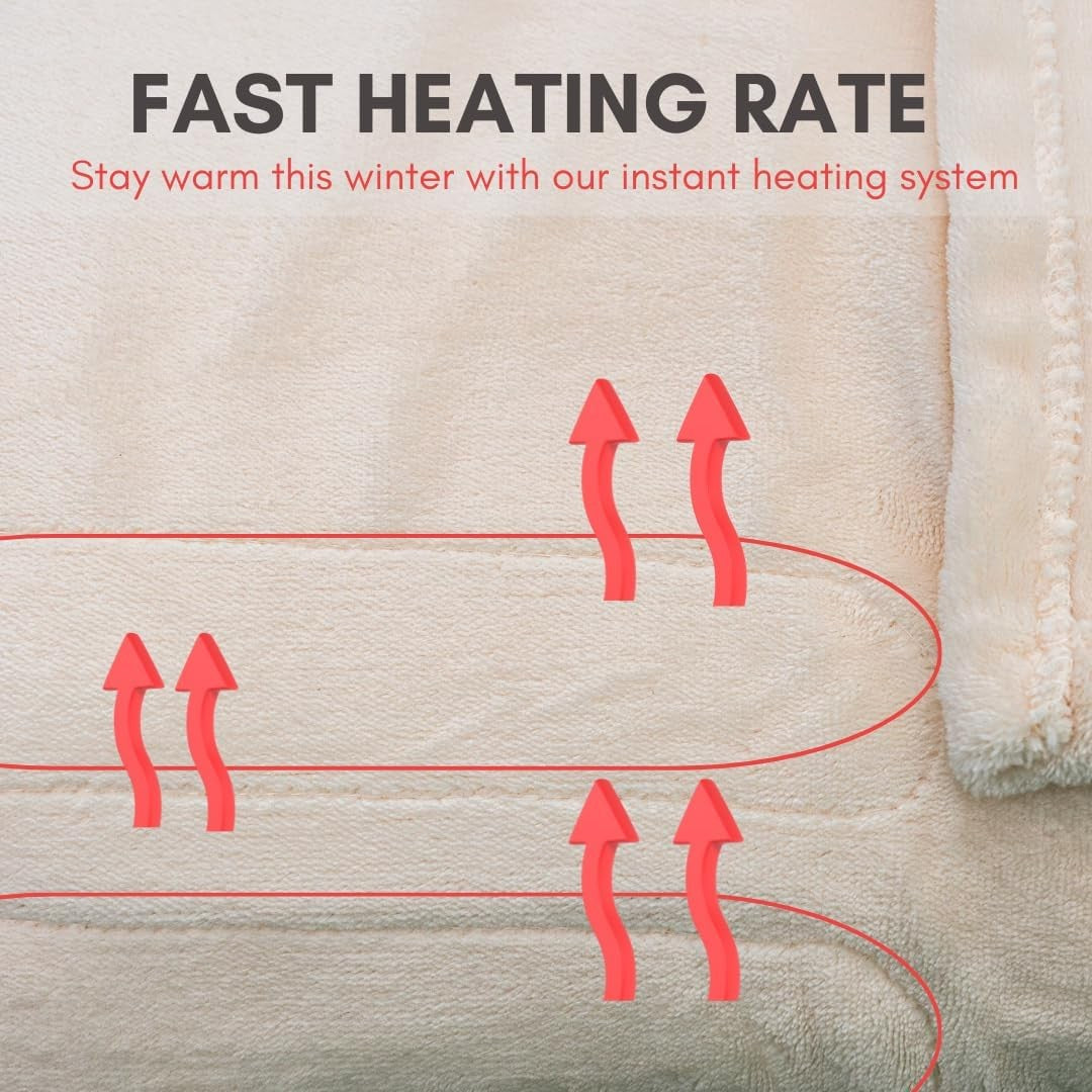 Electric Heated Throw Blanket 120x160cm 10 Heat Auto Shut Off Washable