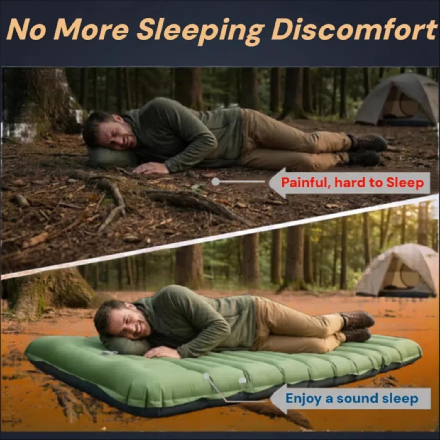 4in Inflatable Camping Sleeping Mat R4 Insulated Lightweight Hiking Pad
