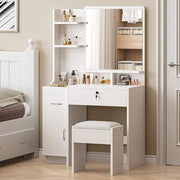 Modern Dressing Table Vanity Desk with Stool Makeup Storage Drawers & Lockable C