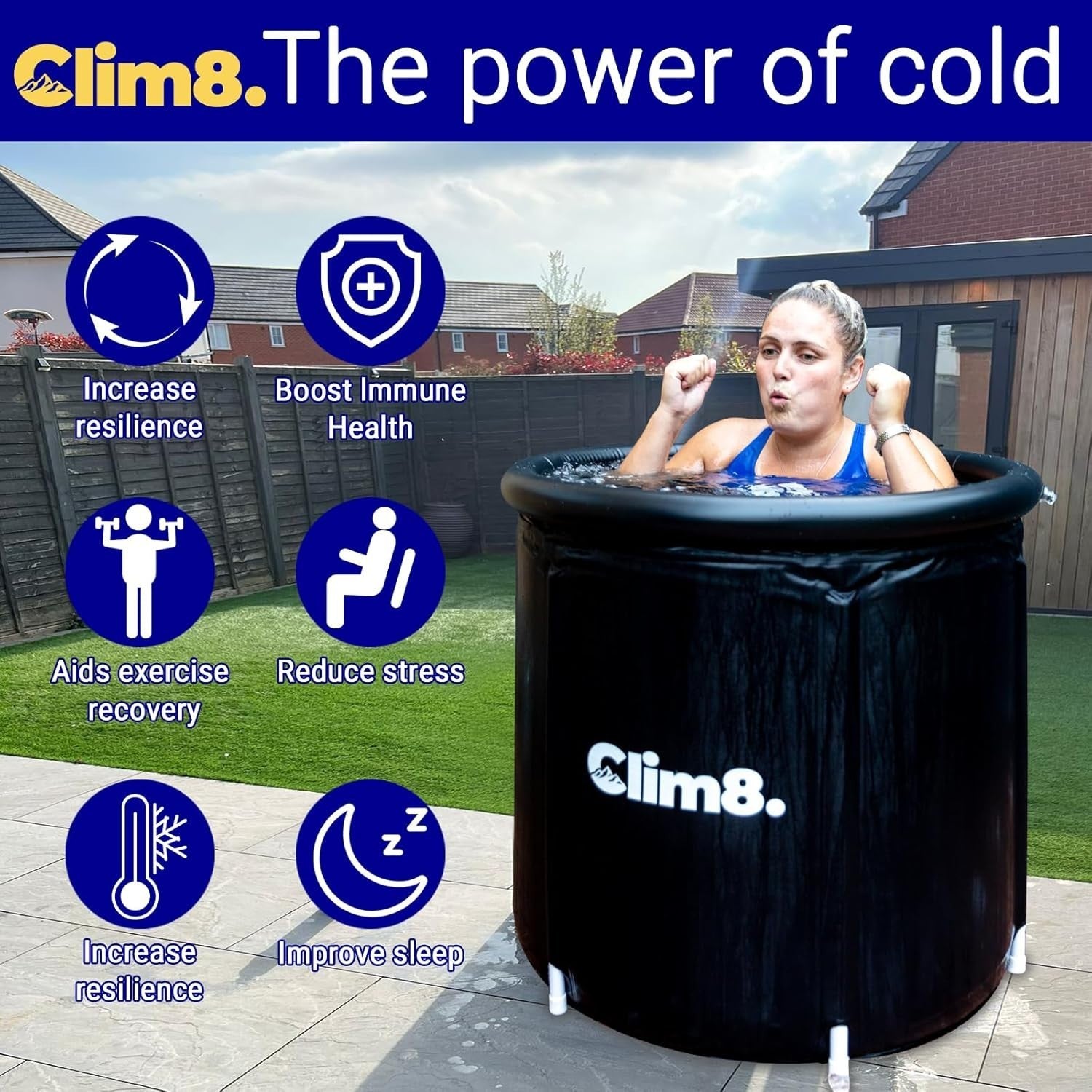 75cm Portable Ice Bath Tub 320L Cold Plunge Barrel with Cover for Recovery
