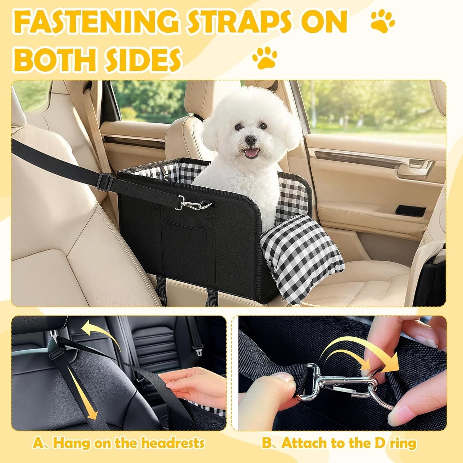 Center Console Dog Car Seat Portable Pet Booster Carrier Waterproof