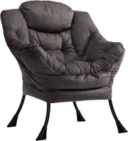 Grey Brown Velvet Armchair Lounge Chair Reading Chair Living Room Sofa Accent