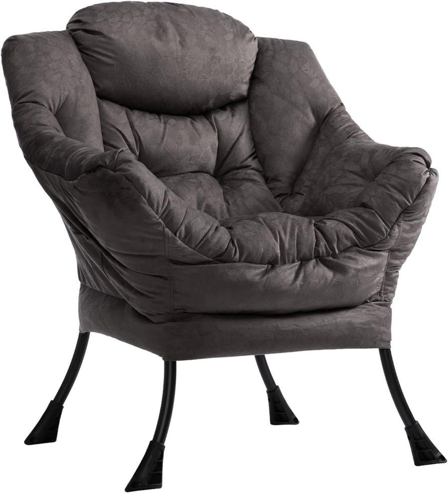 Grey Brown Velvet Armchair Lounge Chair Reading Chair Living Room Sofa Accent
