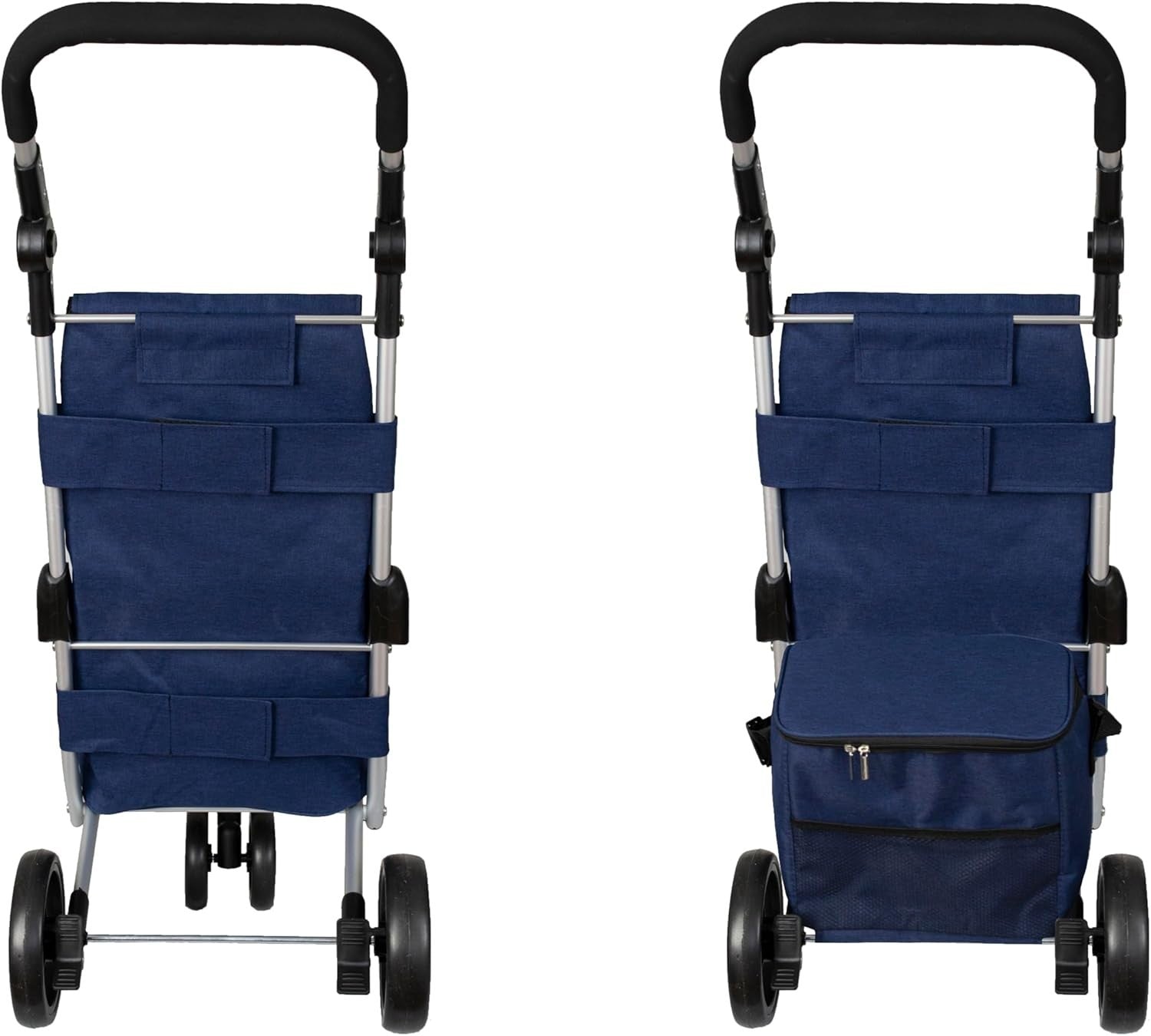 Aluminium Shopping Trolley with Spinner Wheels & Cool Bag 40L Navy