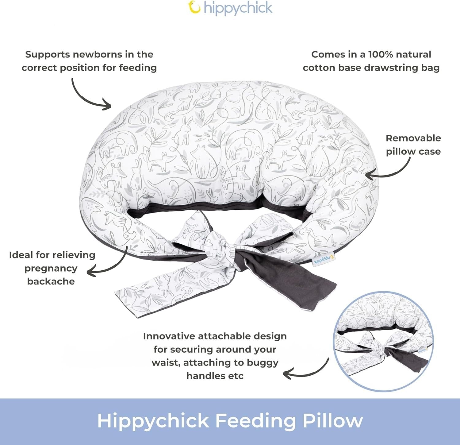 Breastfeeding Nursing Pillow Support Cushion Cotton Washable Cover 39”