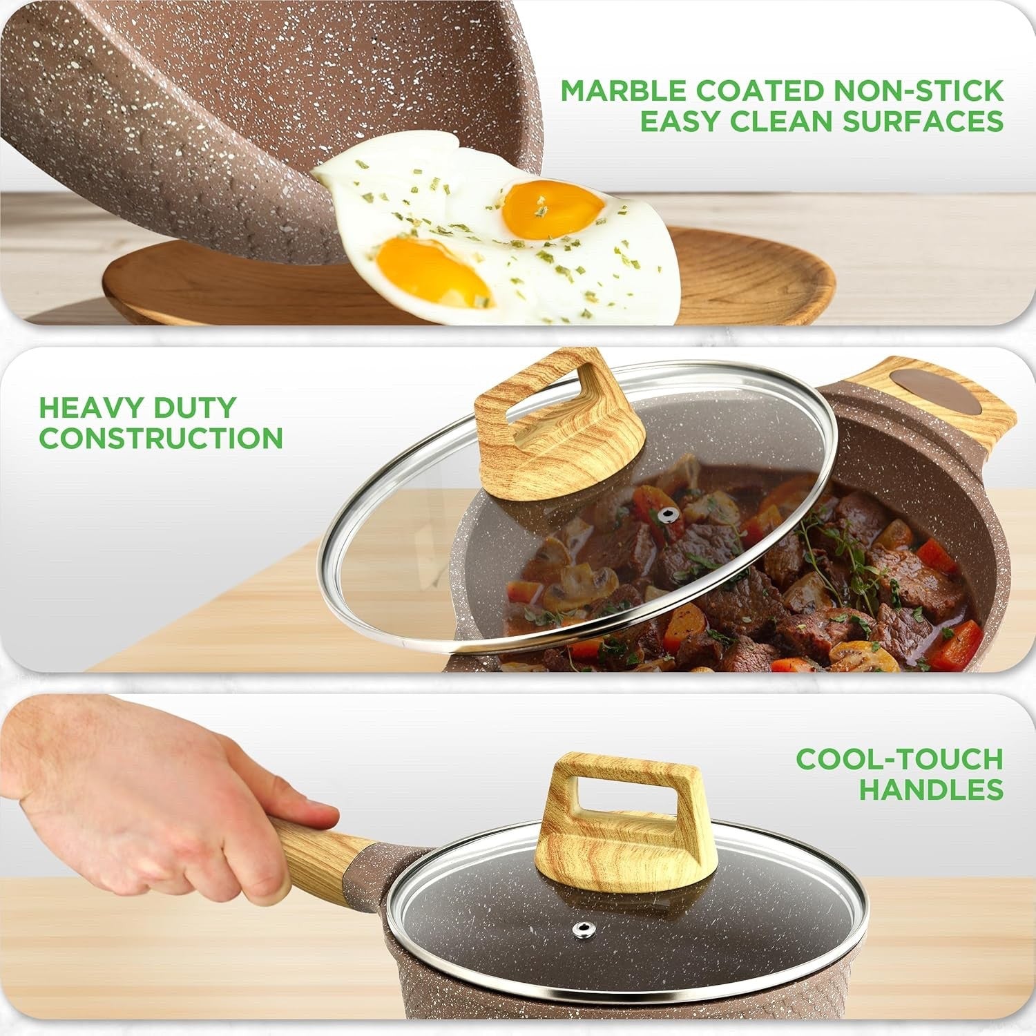 22pcs Maroon Marble Non Stick Cookware & Bakeware Set, PFOA-Free Marble Coating