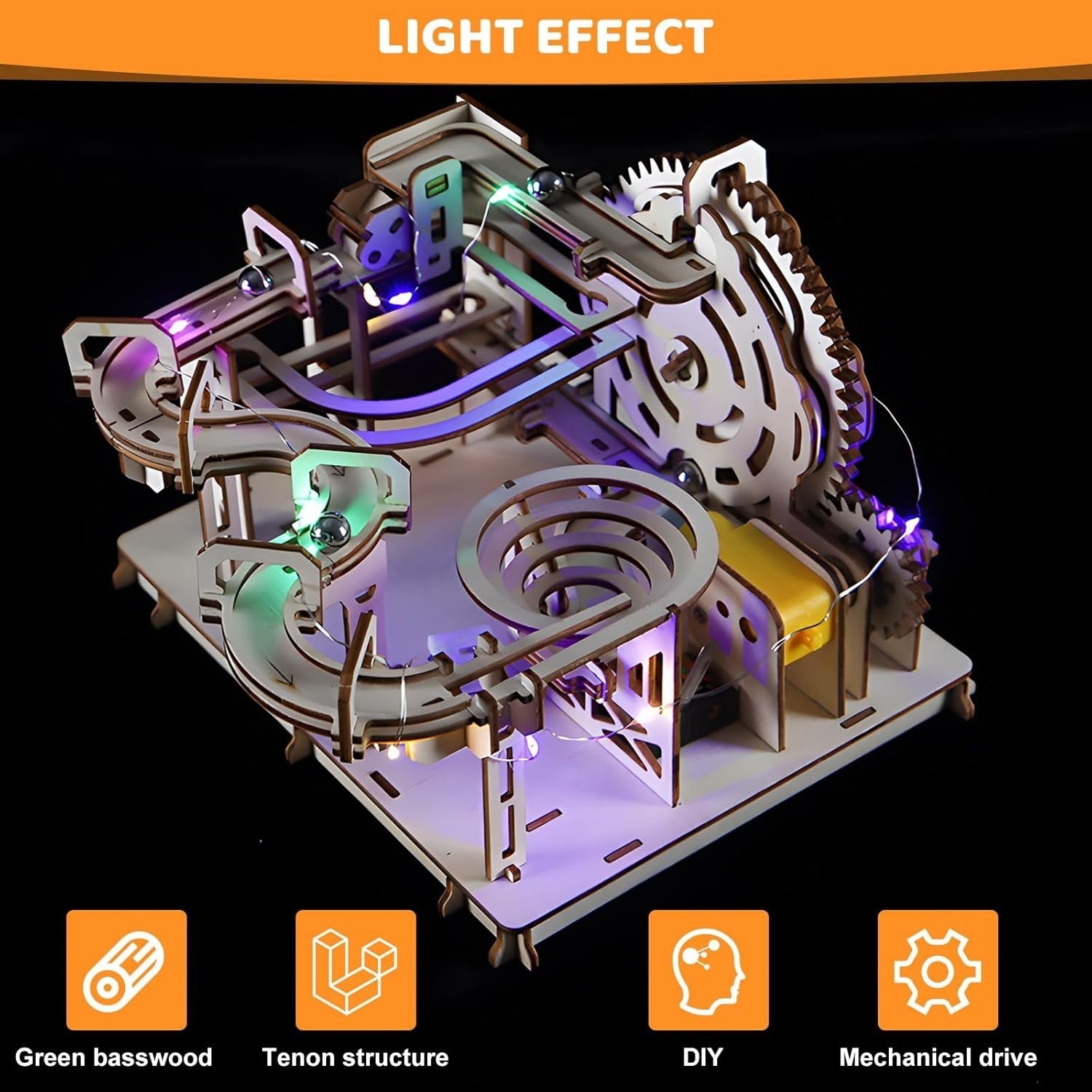 3D Wooden Marble Run Puzzle DIY Mechanical Model Kit for Adults & Teens
