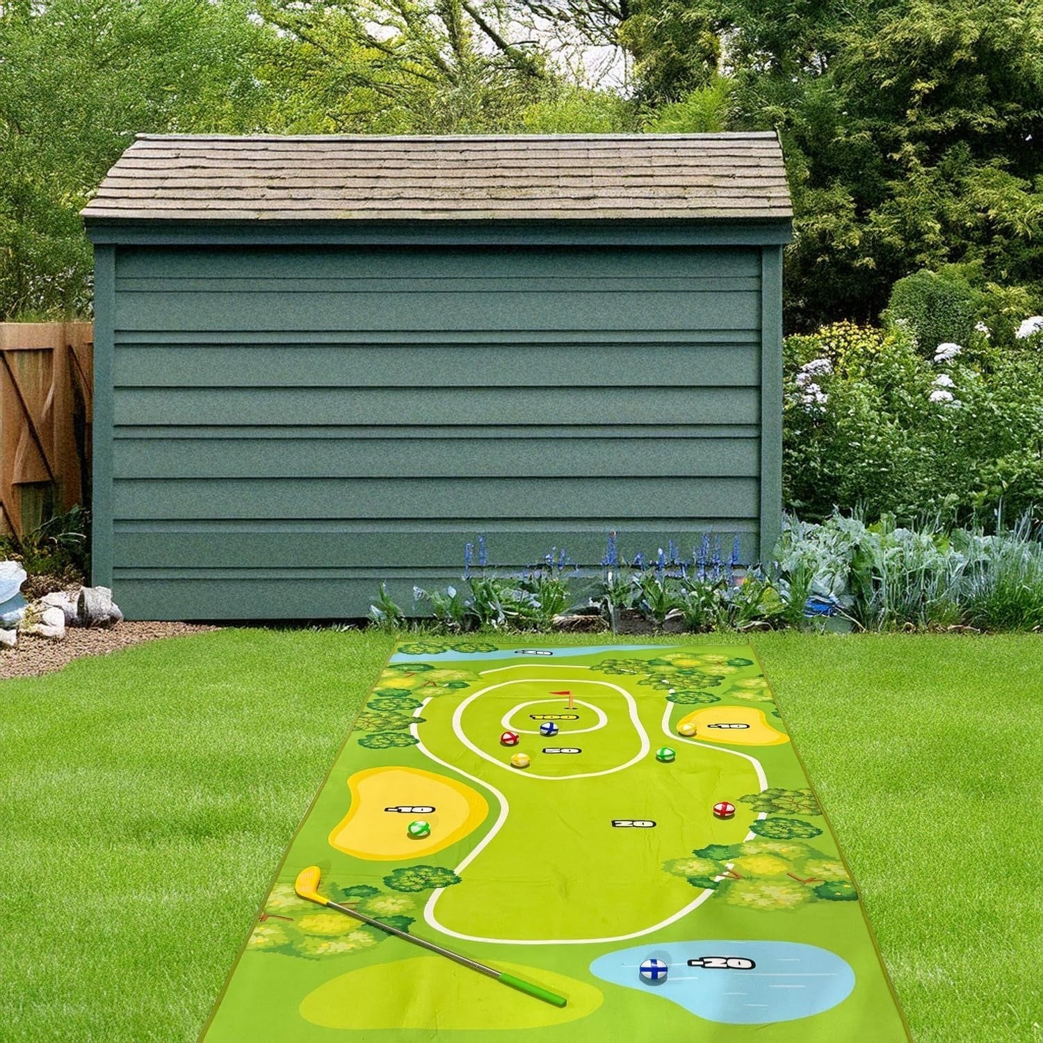 Mini Golf Play Mat Indoor Home Putting Game Set 160x100cm with Balls
