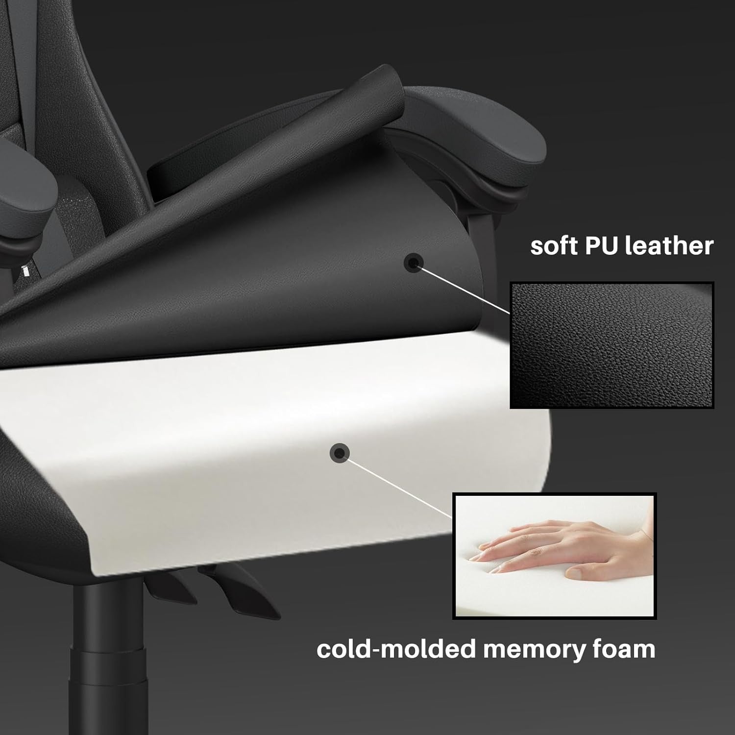 Ergonomic Gaming Chair Recliner PU Leather w/ Lumbar & Headrest