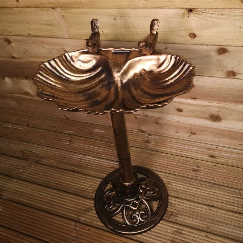 Bronze Garden Bird Bath Feeder Ornament w/ Sculptures – 81cm Tall Outdoor
