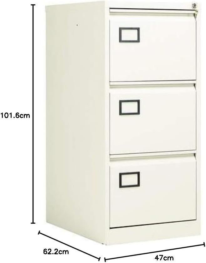 White 3 Drawer Steel Filing Cabinet Lockable A4 Foolscap Storage