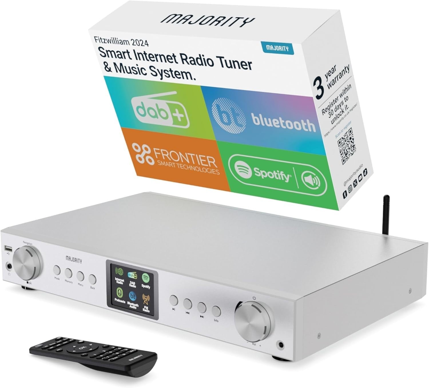 Bluetooth Internet Radio with DAB+/FM, Spotify, Podcasts & Remote