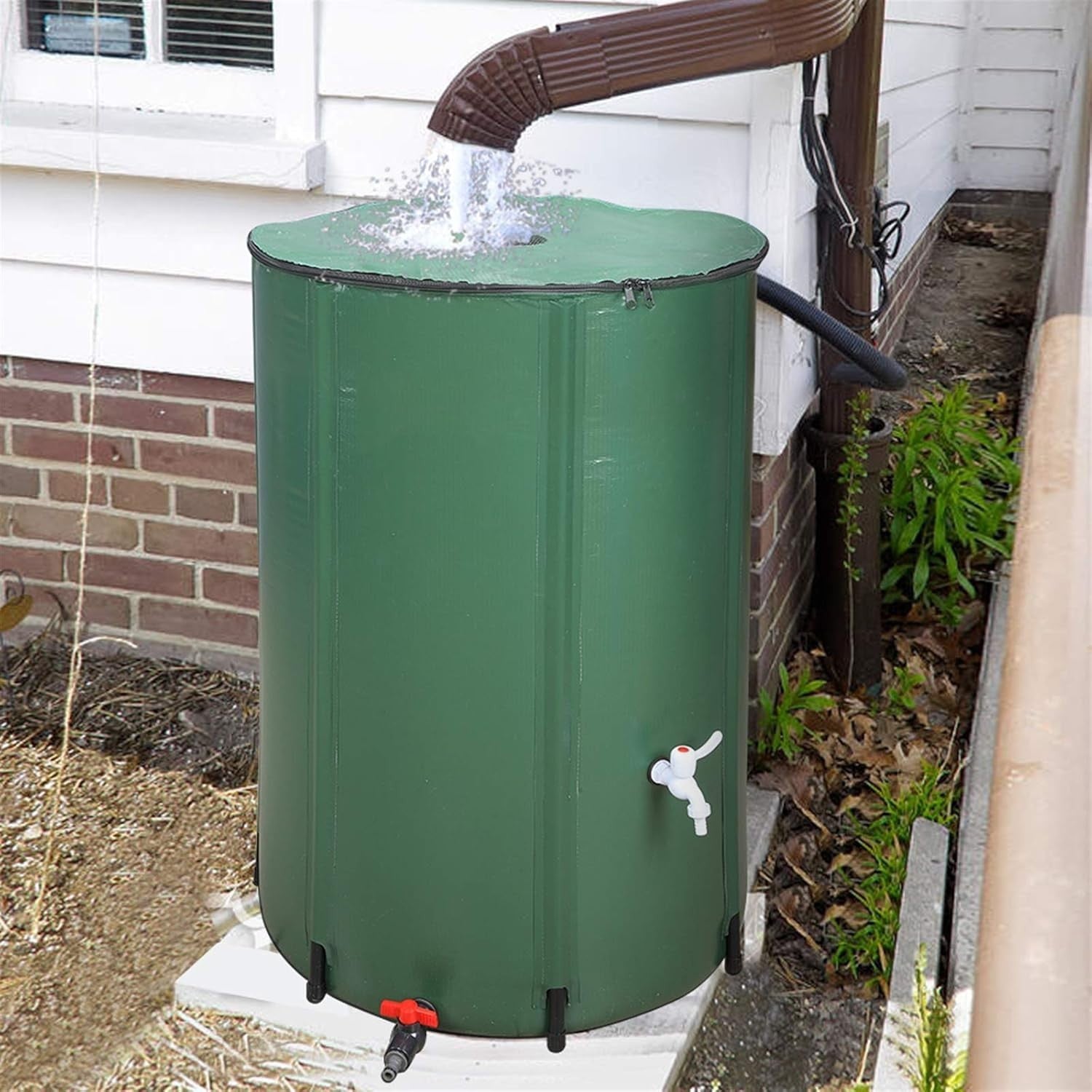 100 Gallon Collapsible Rain Barrel, Portable Water Butt with Tap & Overflow Kit