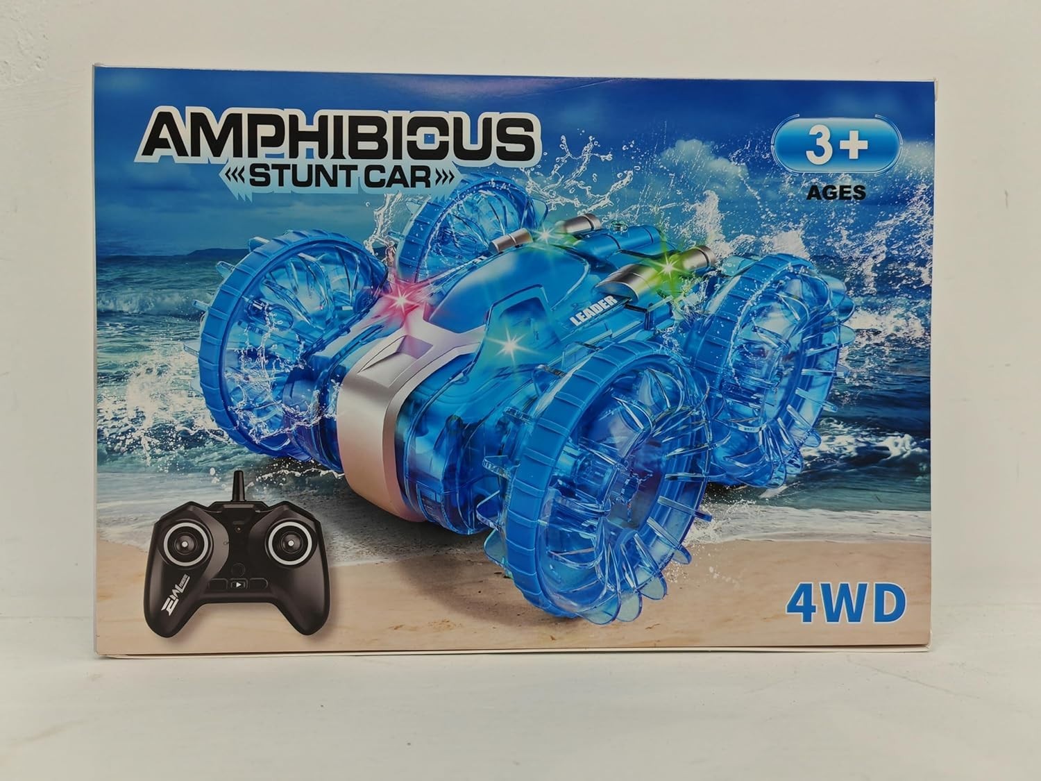 Waterproof RC Stunt Car 4WD 360° Rotation Dual Remote Control Toy – LED Lights