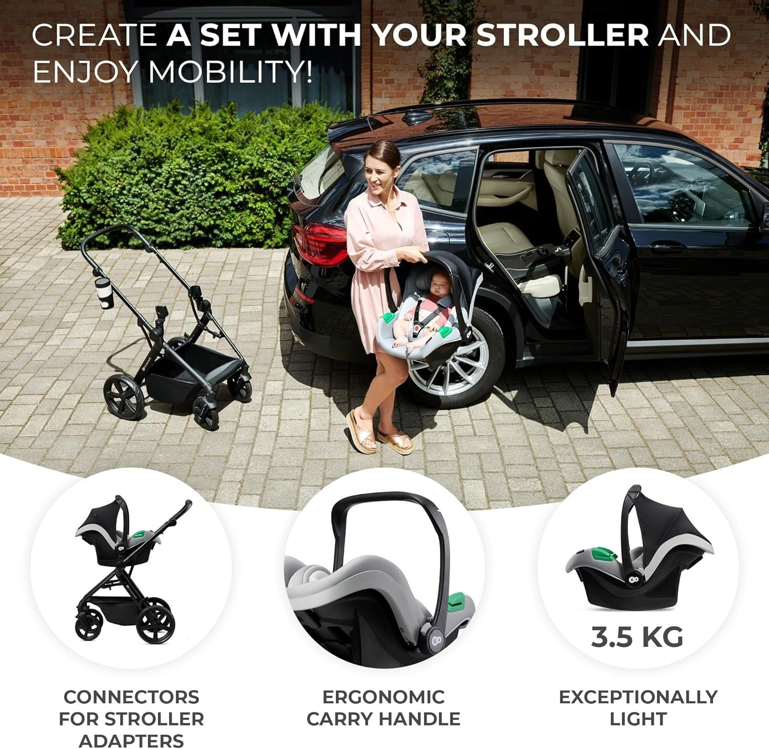 4 in 1 Baby Travel System 22kg, ISOFIX Car Seat, Lightweight Pram