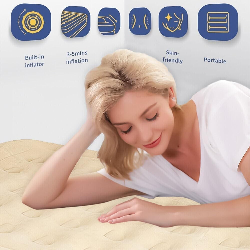 High Raised Single Air Mattress with Built-In Electric Pump – Flocked Comfort