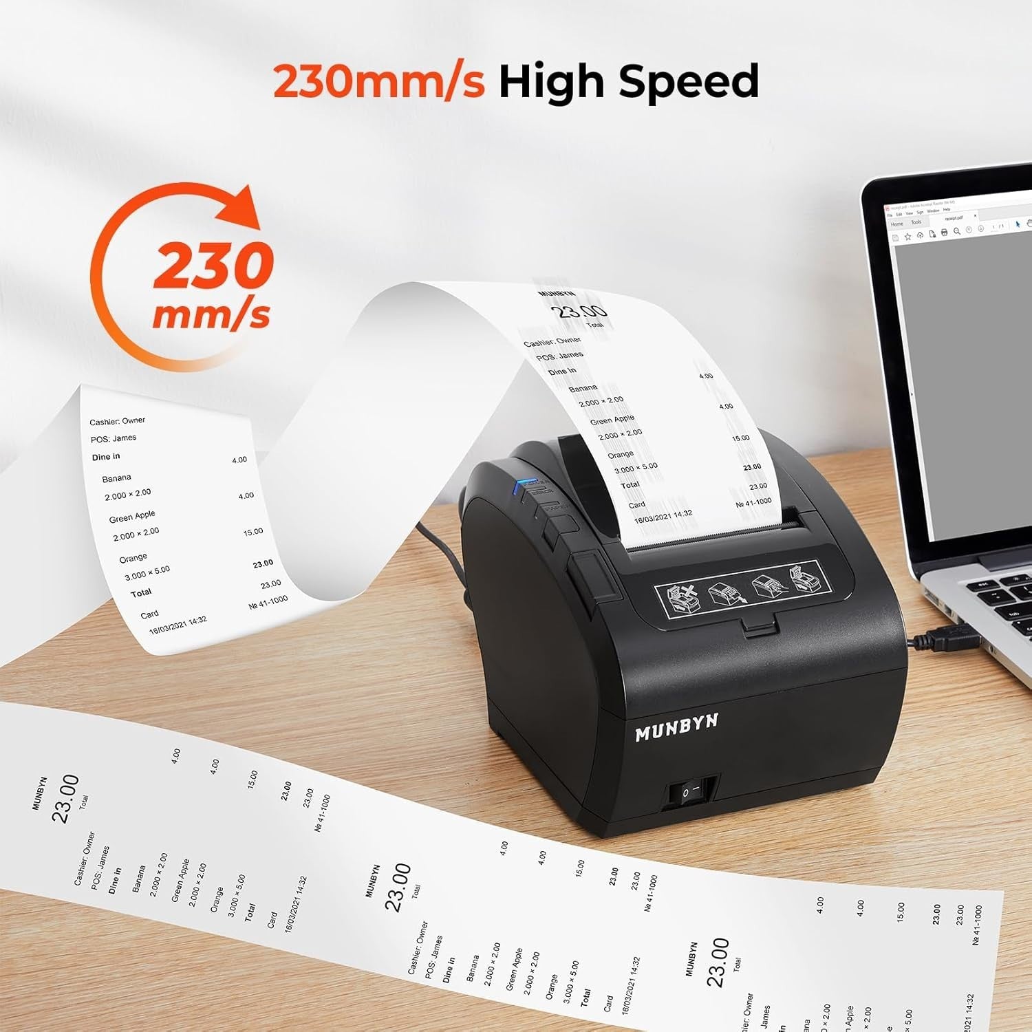 Thermal Receipt Printer 80mm Black USB Ethernet Auto Cutter Fast POS