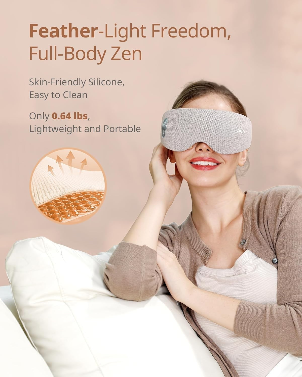 Eye Massager Heat Cool Bluetooth Vibration Mask Migraine Relief