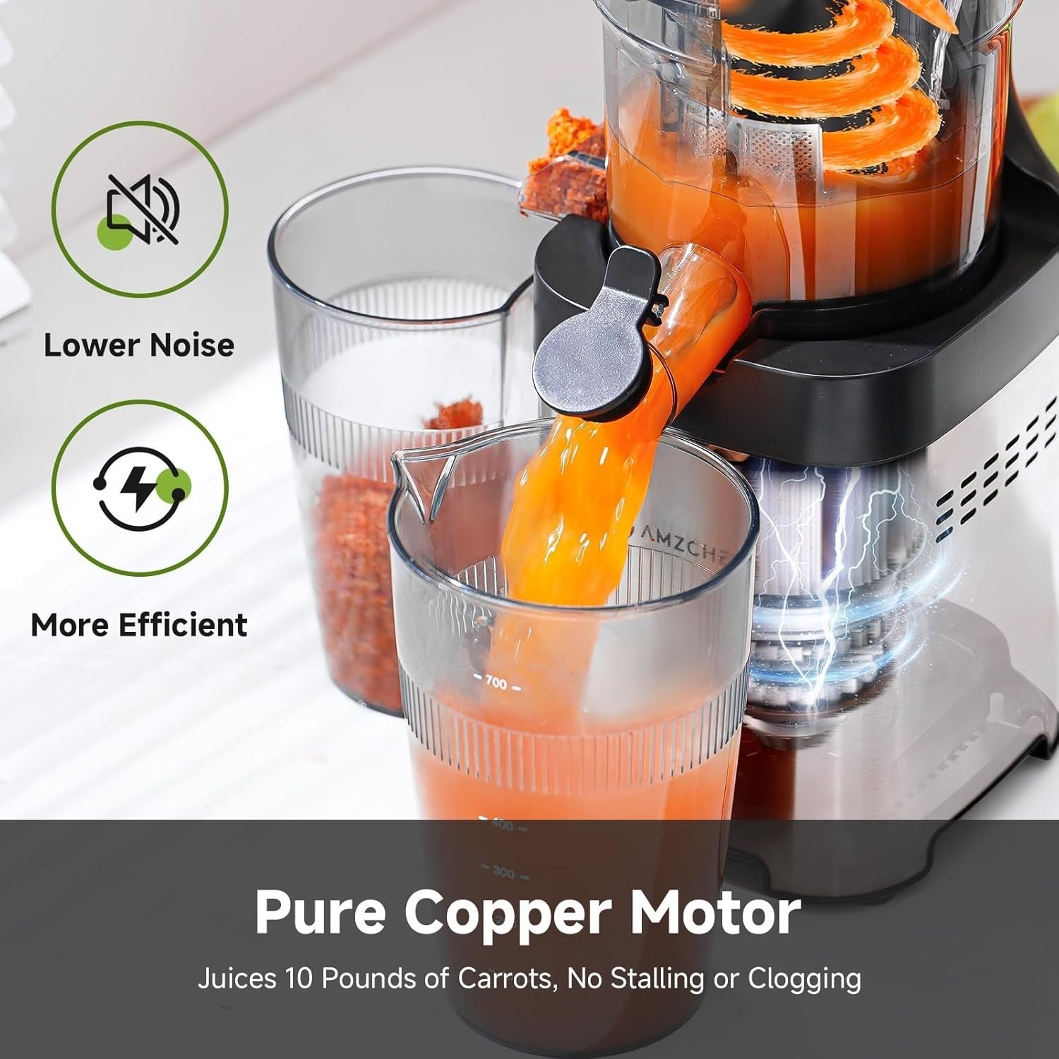 Cold Press Juicer Stainless Steel 126mm Wide Chute Slow Masticating