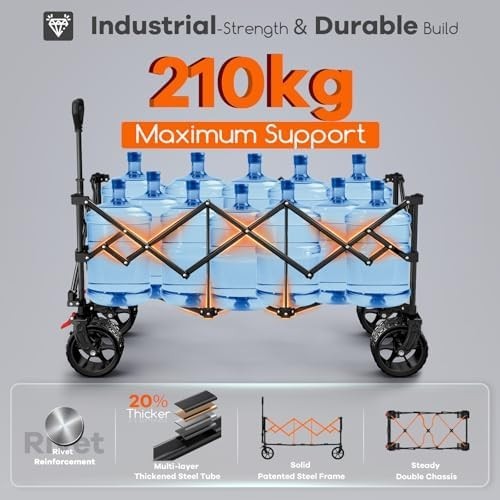 300L Heavy Duty Folding Garden Trolley Cart 210kg All Terrain Wheels