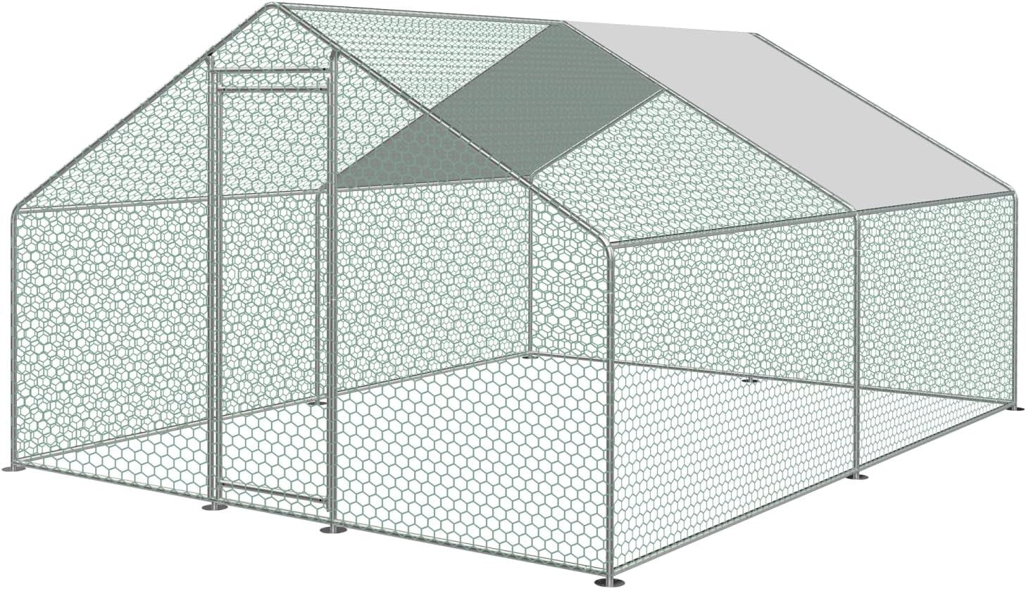 4x3m Walk In Chicken Run Metal Pet Enclosure 195cm