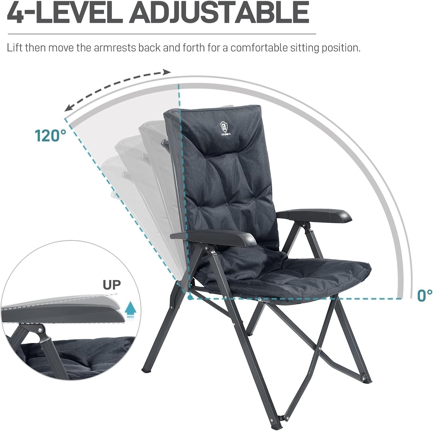 Heavy Duty Folding Camping Chairs 2 Pack | Comfortable High Back Design