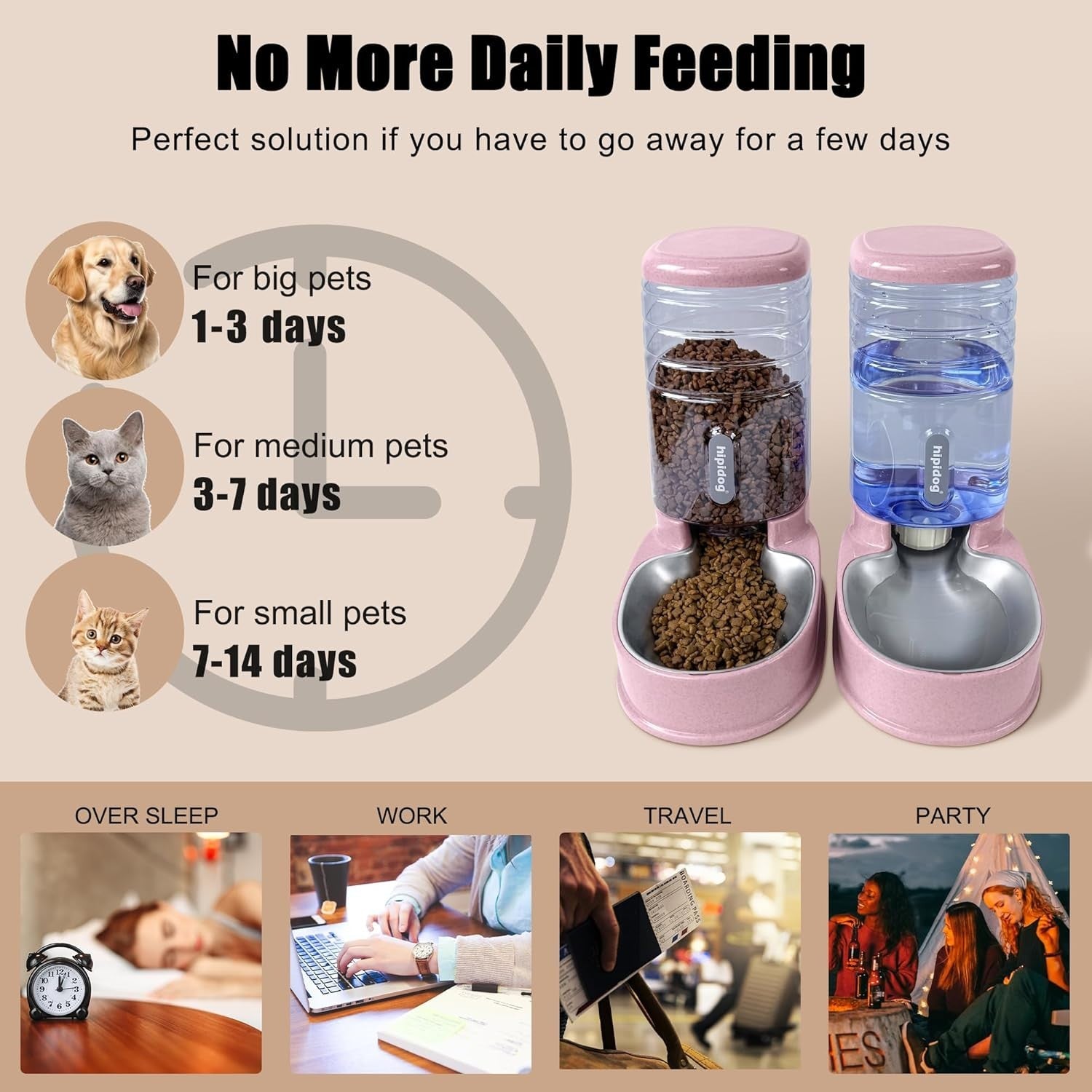 Gravity Pet Feeder Water Dispenser Set 3.8L Food Water Station