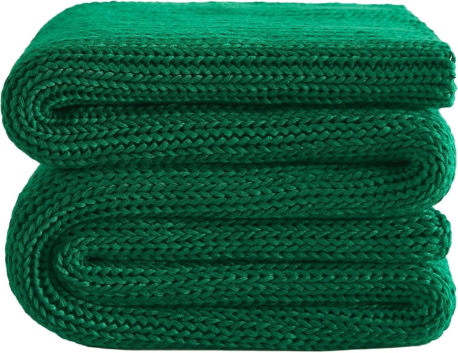 Knitted Weighted Blanket 20lbs Green Chunky Knit Heavy Throw 60"x80" No Beads