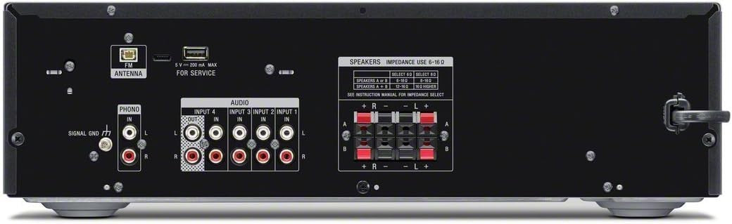 Stereo Amplifier with Phono Input Bluetooth FM Receiver Black