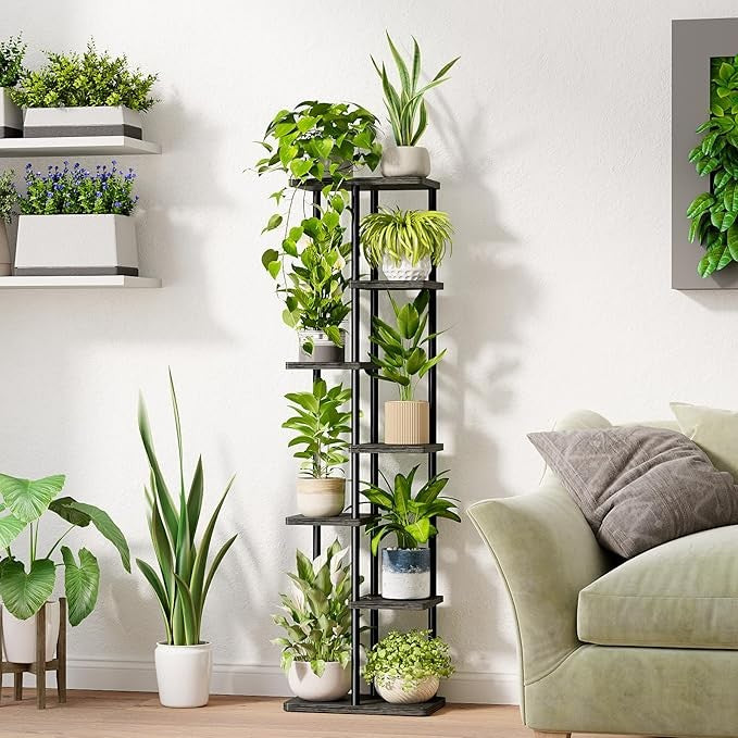 7 Tier Metal Plant Stand Indoor Outdoor Tall Flower Shelf for Patio Balcony