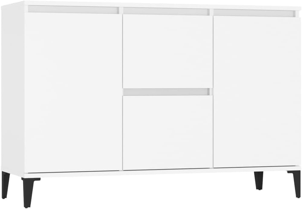 White Industrial Sideboard Cabinet 2 Doors 2 Drawers Storage Hallway Office