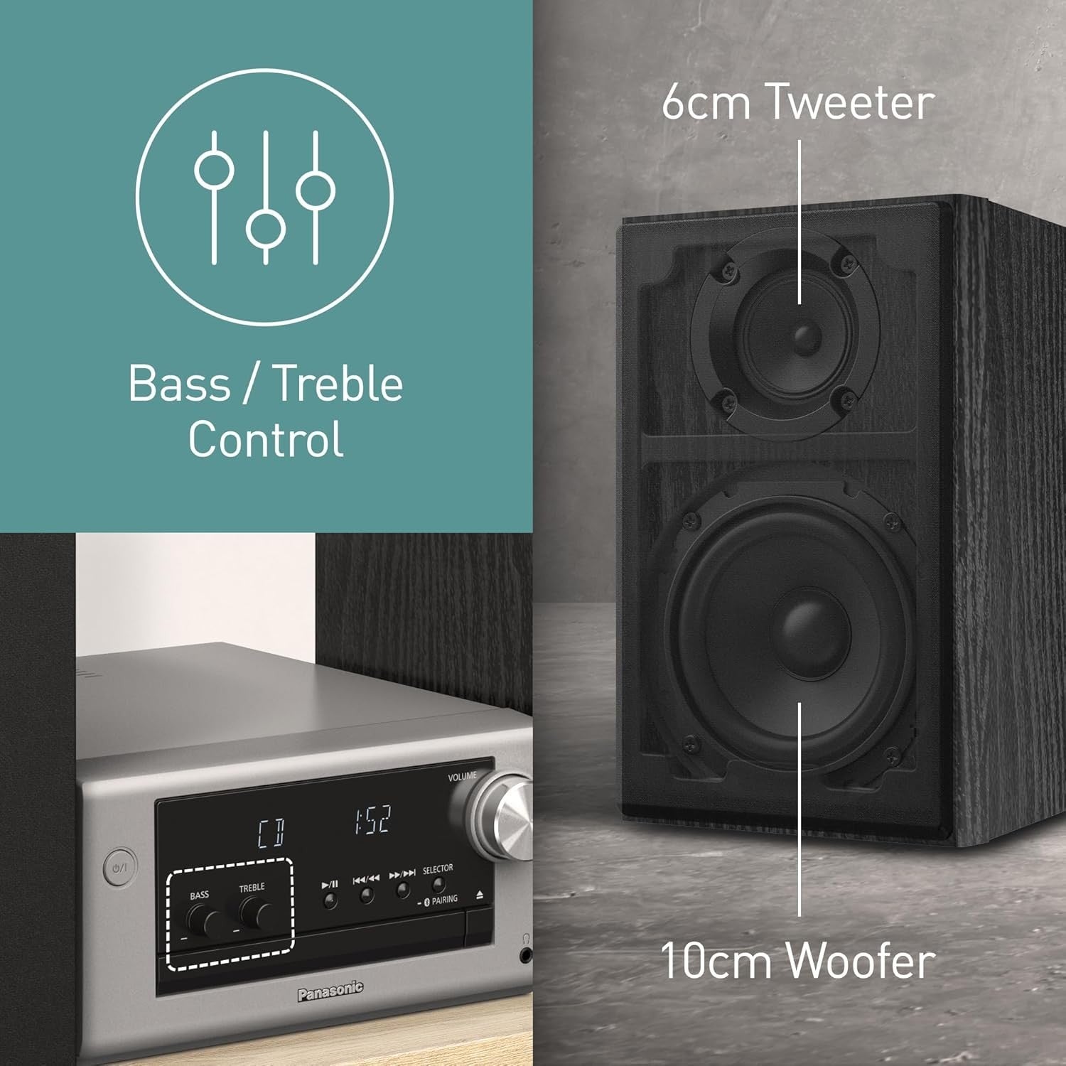 Compact Bluetooth HiFi Stereo System CD DAB FM Radio USB AUX 80W Speakers