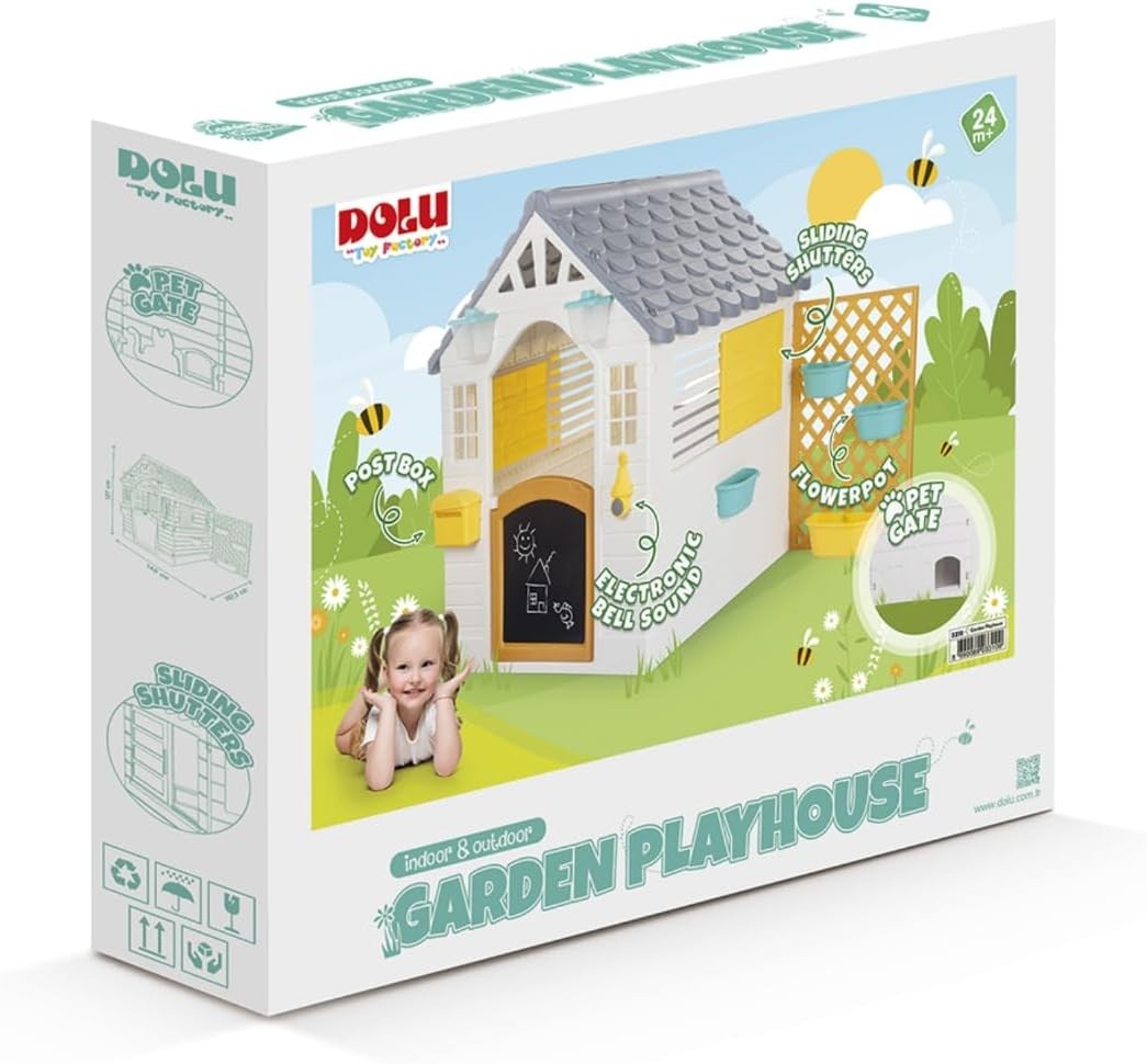 Kids Garden Playhouse with Fence Outdoor Plastic Play House Easy Build