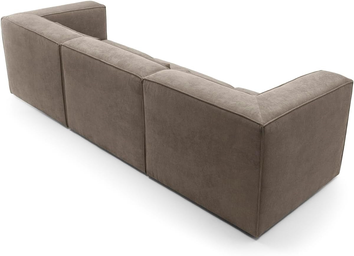 Modular 4 Seater Sofa Brown Cord Chenille | Space-Saving, Modern, Comfy
