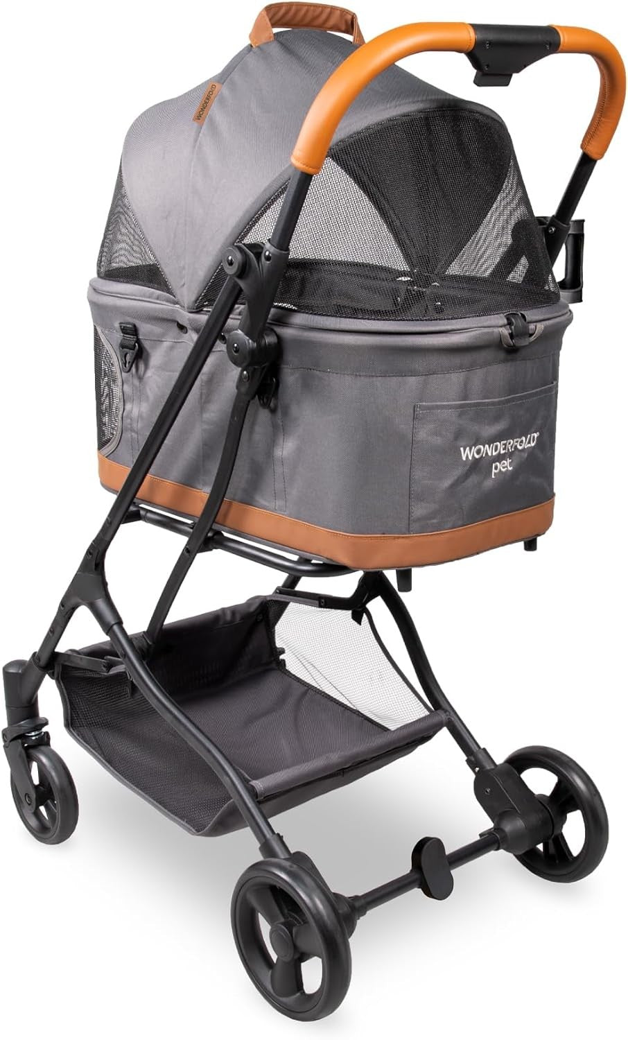 Pet Stroller with Removable Carrier Foldable One Step Brake Mesh Canopy
