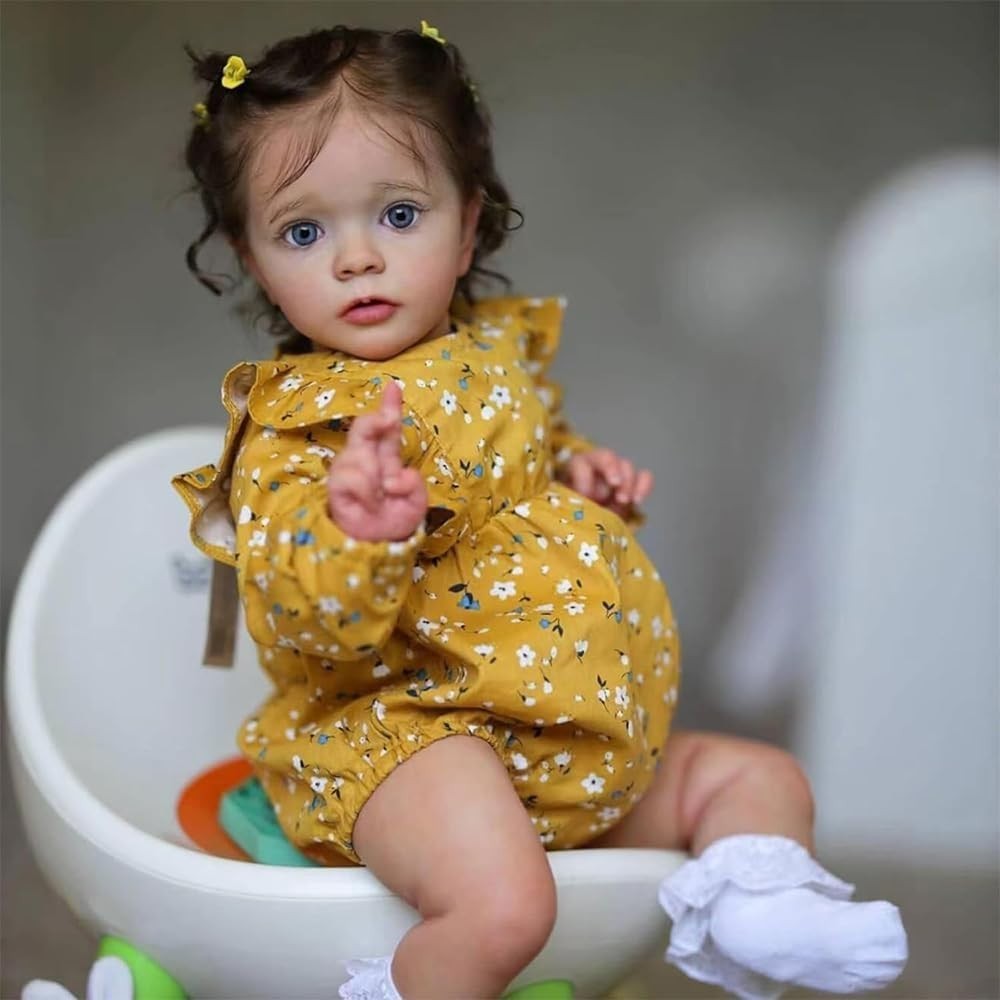 22in Reborn Baby Doll Girl Soft Vinyl Rooted Hair Newborn Toy