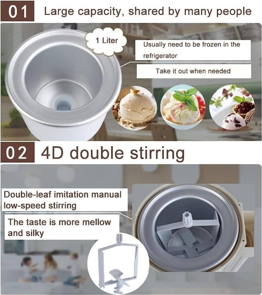 Automatic Ice Cream Maker With Compressor 1L Soft Serve Gelato Machine