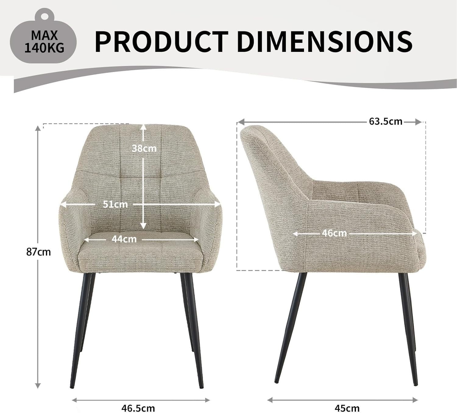 Modern Plush Chenille Armchair Dining Chair Soft Padded Seat Metal Legs