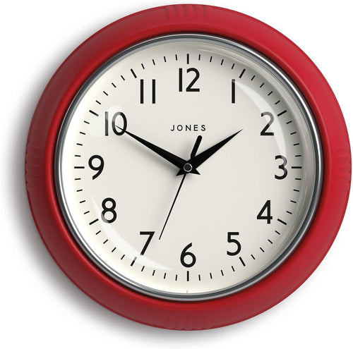 25cm Red Retro Wall Clock | Easy Read Silent Quartz Clock for Kitchen Home