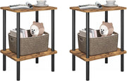 2x Slim Bedside Tables with Shelf – Small End Table Set for Living Room/Bedroom