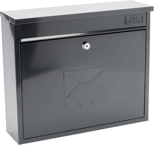 Wall Mounted Lockable Steel Post Box Weatherproof Secure Mailbox Anthracite
