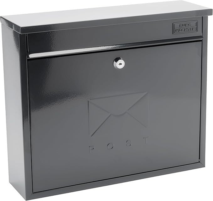 Wall Mounted Lockable Steel Post Box Weatherproof Secure Mailbox Anthracite