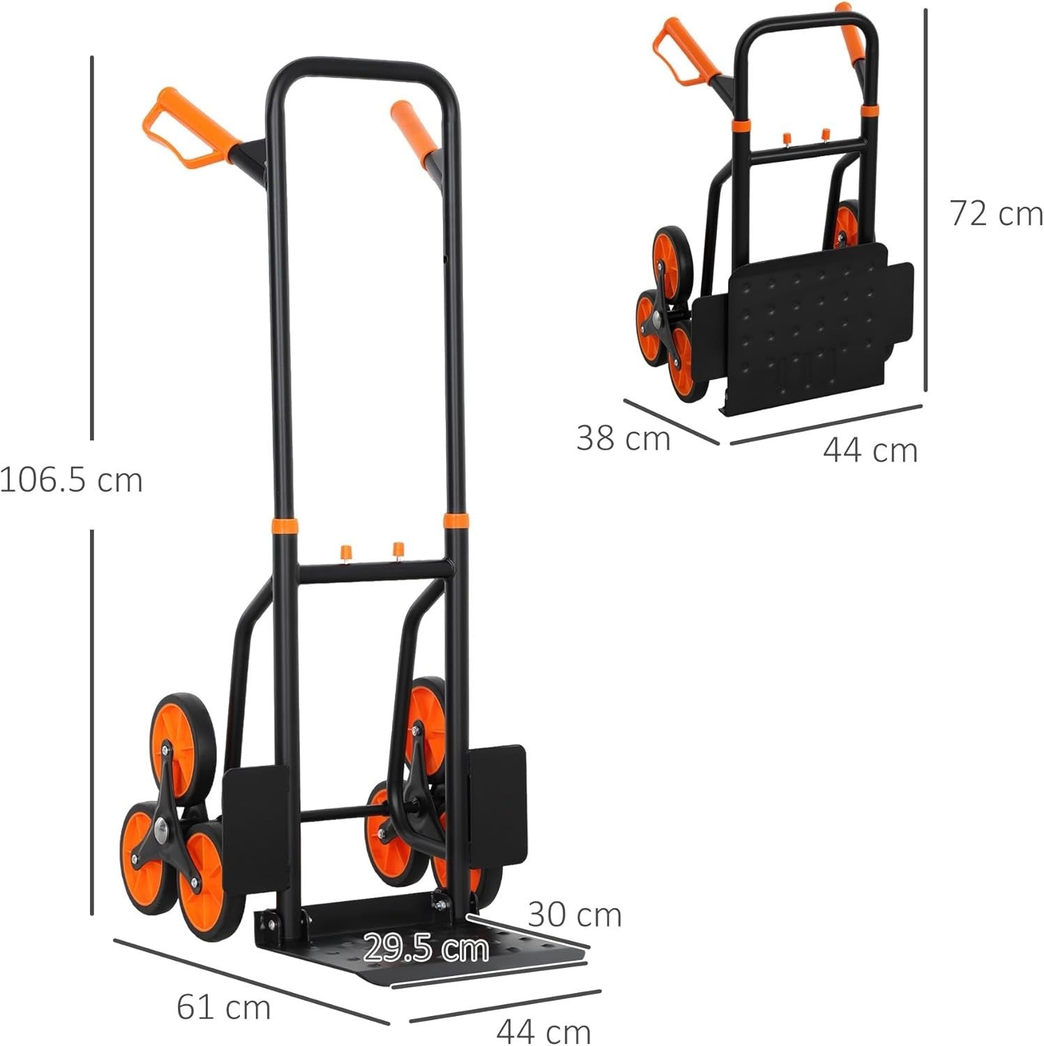 Stair Climbing Hand Truck 120kg Heavy Duty Foldable Steel Trolley