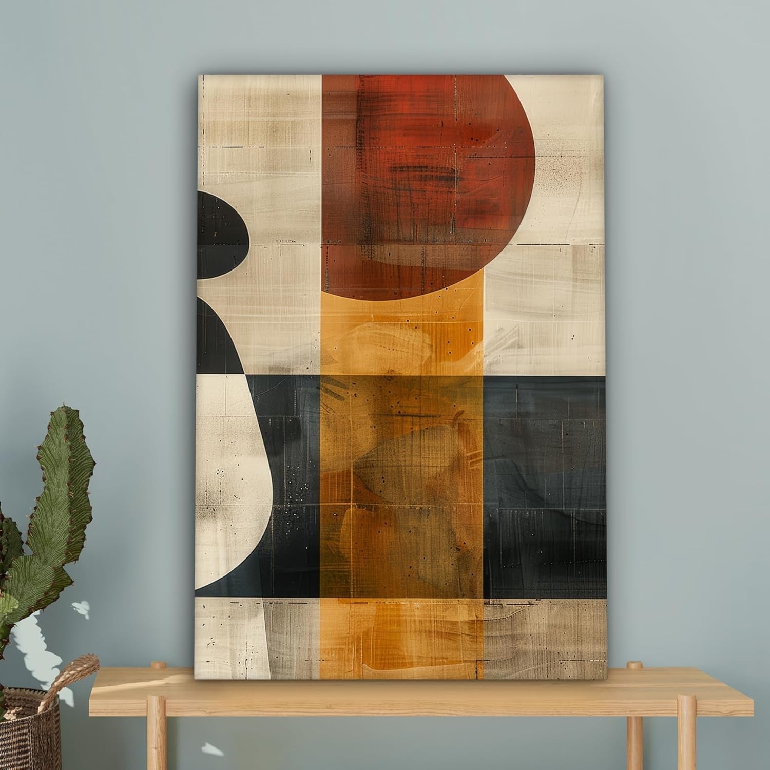 Abstract Canvas Wall Art 40x60cm Beige Industrial Modern Decor
