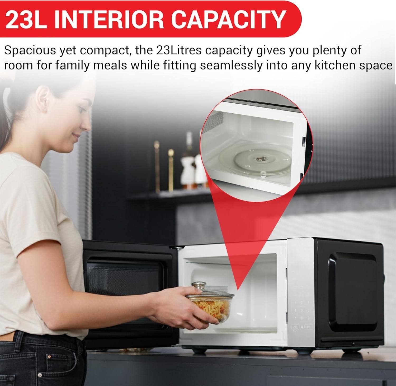 23L Digital Microwave 900W 11 Power Levels Touch Control