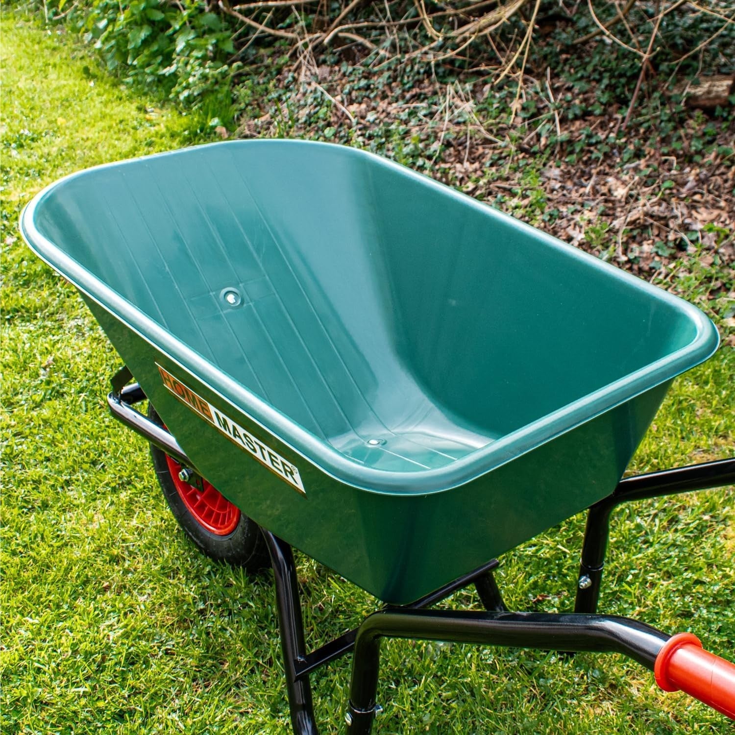 90L Heavy Duty Wheelbarrow Green – Pneumatic Tyre w/ Plastic Tray 150kg Load