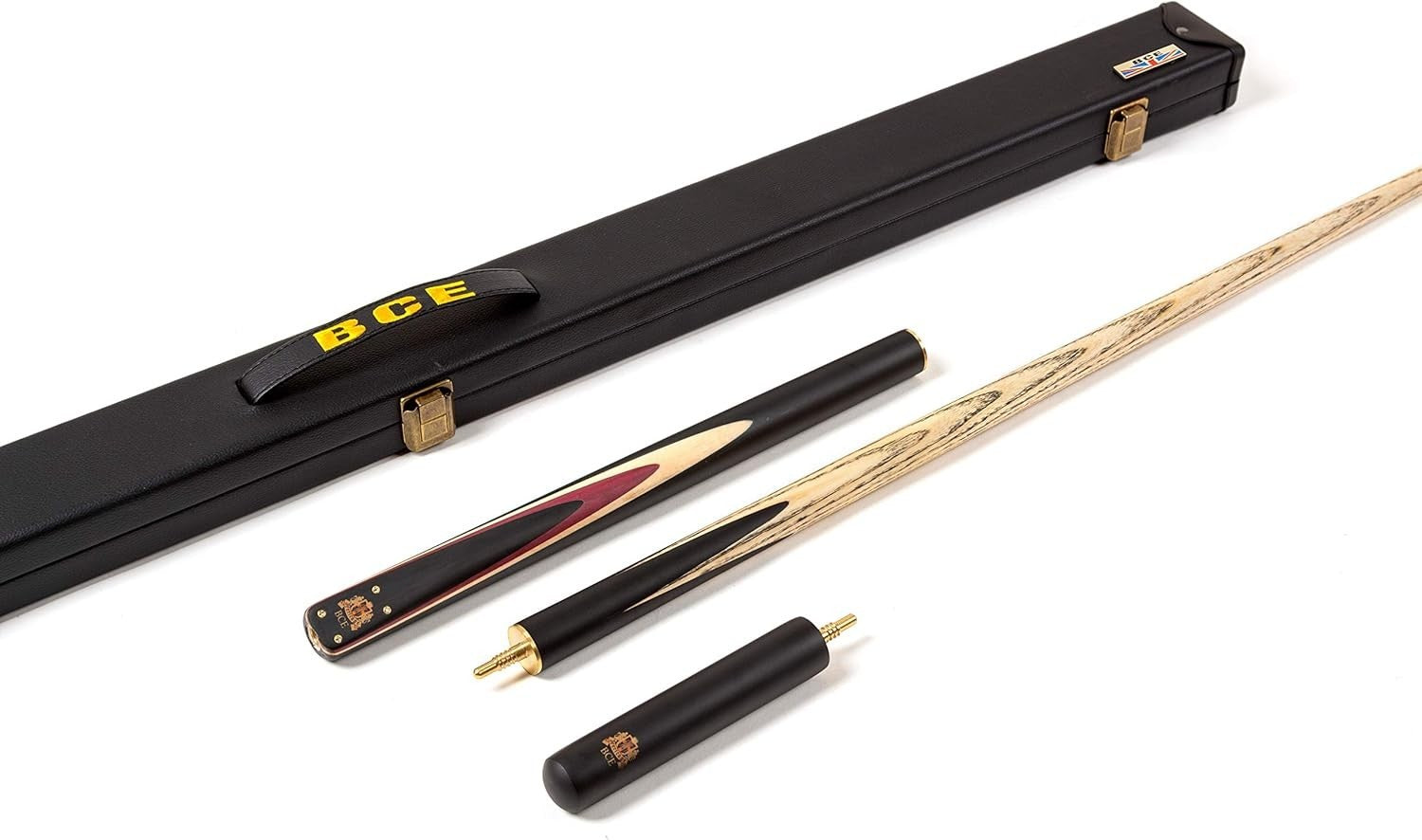 57” Full Size Snooker Pool Cue Ash Shaft 9.5mm Tip 3/4 Joint Case