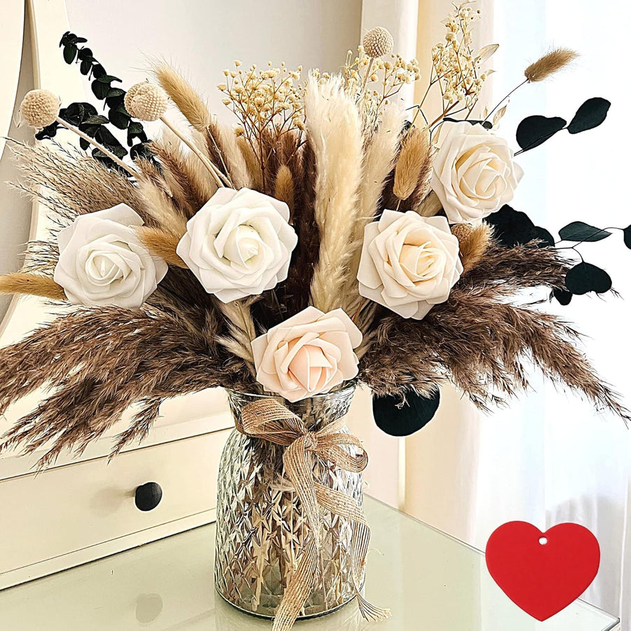 Artificial Flowers in Vase Pampas Grass Centrepiece Luxury Home Decor