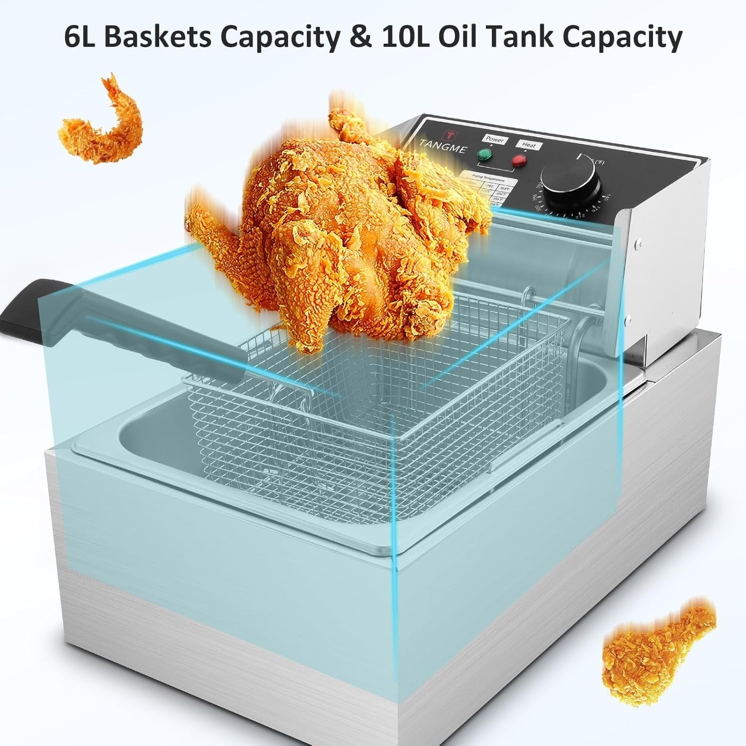 10L Commercial Deep Fat Fryer Stainless Steel Adjustable Temp Basket