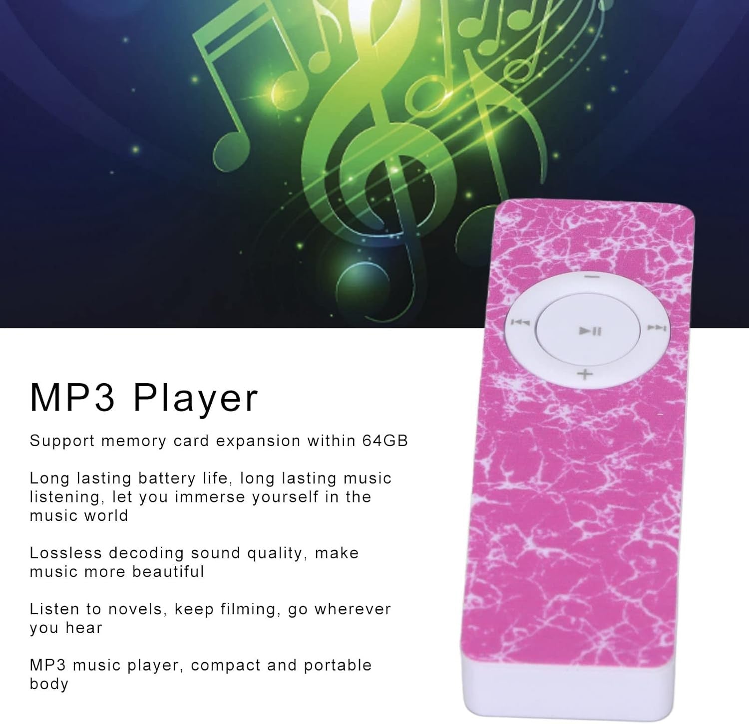 Hi‑Fi Portable MP3 Player 64GB Expandable, Lossless Sound Music Device